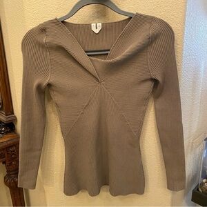 ARKET Women Light Olive Twist Detail Rib Jumper Top Size Medium